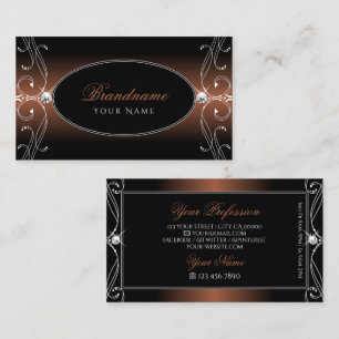Tarjeta De Visita Elegantes joyas de piel de color marrón negro eleg