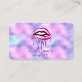 Tarjeta De Visita Elegantes labios de goteo metálico, maquillaje, ho