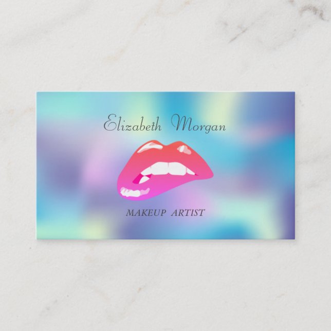 Tarjeta De Visita Elegantes labios holográficos proffesionales irlan (Anverso)