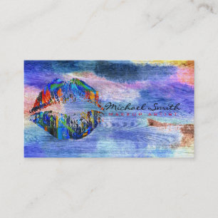 Tarjeta De Visita Elegantes labios maquillaje artista Colorful Moder