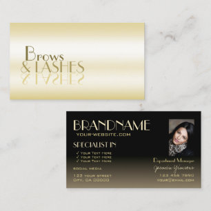 Tarjeta De Visita Elegantes letras de espejo de Moda negra de oro co