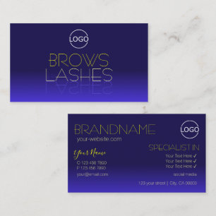 Tarjeta De Visita Elegantes letras de espejos azules y amarillos con