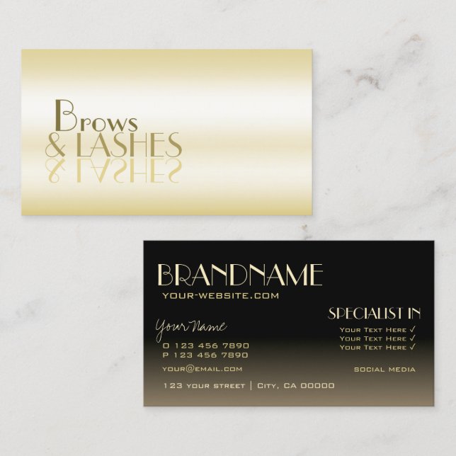 Tarjeta De Visita Elegantes letras Gold y Black Mirror Professional (Anverso / Reverso)