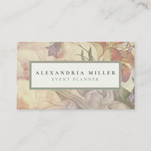 Tarjeta De Visita Elegantes Lilies y Flores Silvestres   Ecru