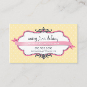 Tarjeta De Visita ELEGANTES lunares vintage adorables rosa amarillo
