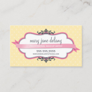 Tarjeta De Visita ELEGANTES lunares vintage adorables rosa amarillo 