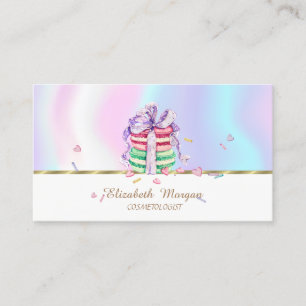 Tarjeta De Visita Elegantes Macarons con Franja de Oro Falso