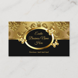 Tarjeta De Visita Elegantes Mariposas Florales De Damasco De Oro En 