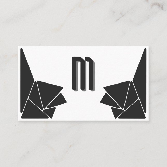 Tarjeta De Visita Elegantes mosaicos de triángulos grises en monogra (Anverso)