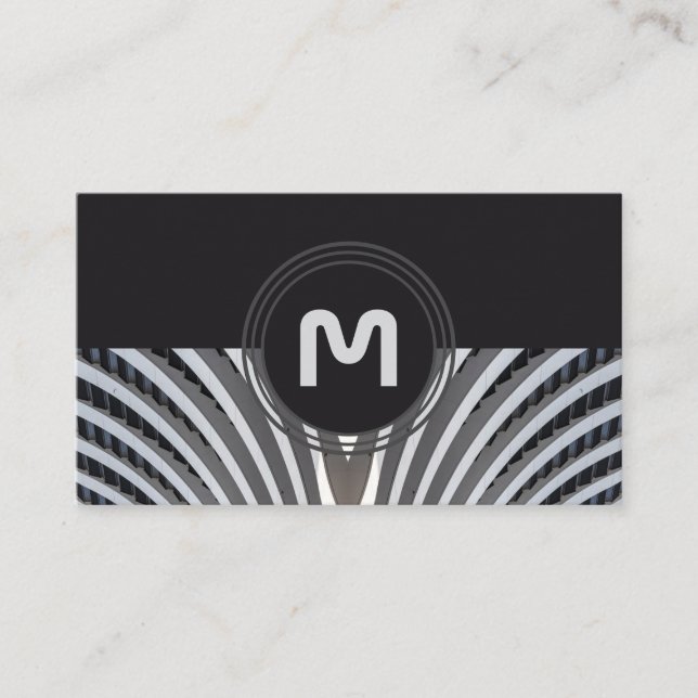 Tarjeta De Visita Elegantes ondas de arquitectura orgánica monogramo (Anverso)