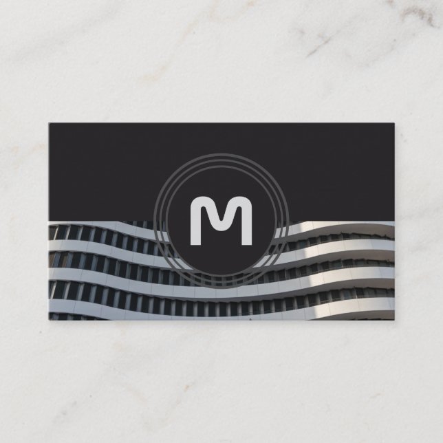 Tarjeta De Visita Elegantes ondas de arquitectura orgánica monogramo (Anverso)
