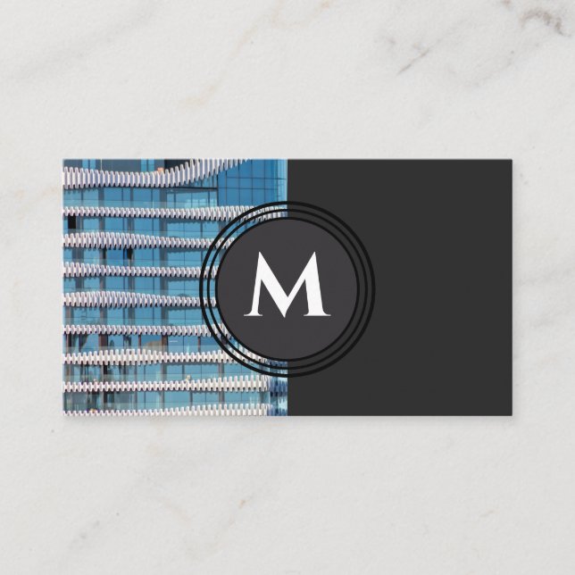 Tarjeta De Visita Elegantes ondas de arquitectura orgánica monogramo (Anverso)