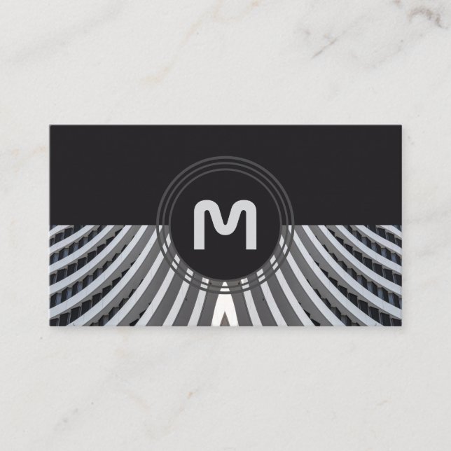 Tarjeta De Visita Elegantes ondas de arquitectura orgánica monogramo (Anverso)