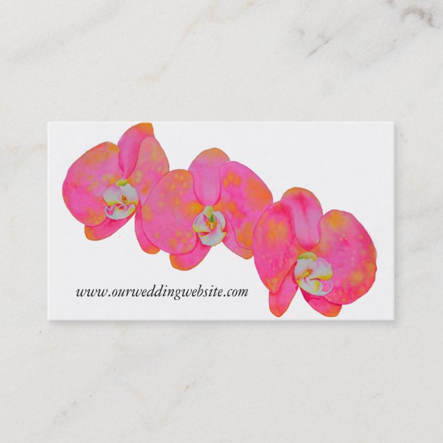 Tarjeta De Visita Elegantes orquídeas de acuarela rosa floral tropic (Anverso)