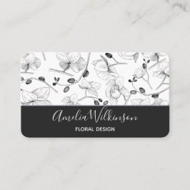 Tarjeta De Visita Elegantes orquídeas moda delicada floral blanca y 
