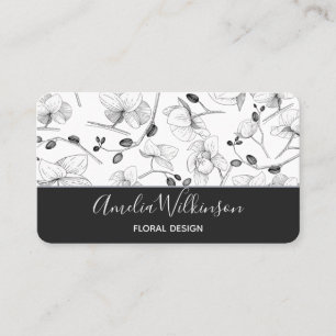 Tarjeta De Visita Elegantes orquídeas moda delicada floral blanca y 