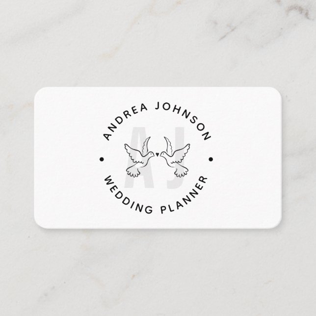 Tarjeta De Visita Elegantes palomas adoran a los pájaros Logo Monogr (Anverso)