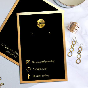 Tarjeta De Visita Elegantes pendientes de collar de marco dorado neg