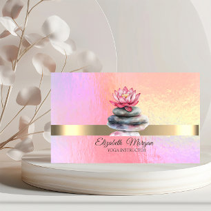 Tarjeta De Visita Elegantes piedras zen holográficas de moda, dorada