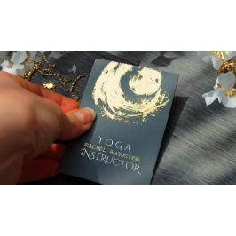 Tarjeta De Visita Elegantes pinceles de los símbolos YOGA Blue & Gol