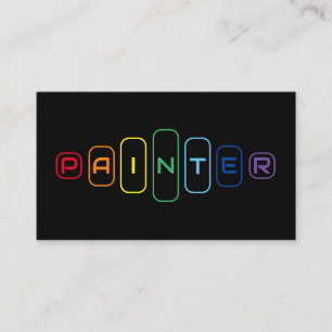 Tarjeta De Visita Elegantes pintores con letras de color arcoiris