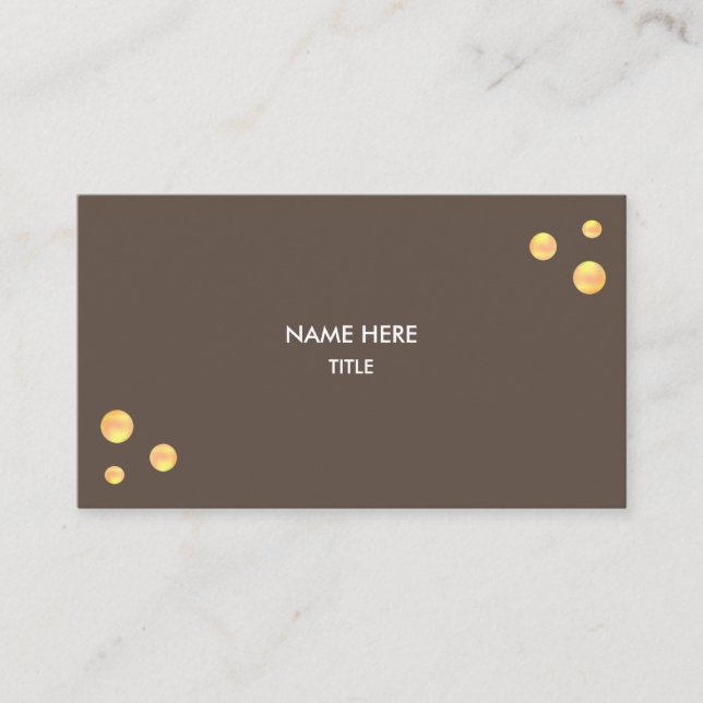 Tarjeta De Visita Elegantes puntos dorados en el café marrón (Anverso)