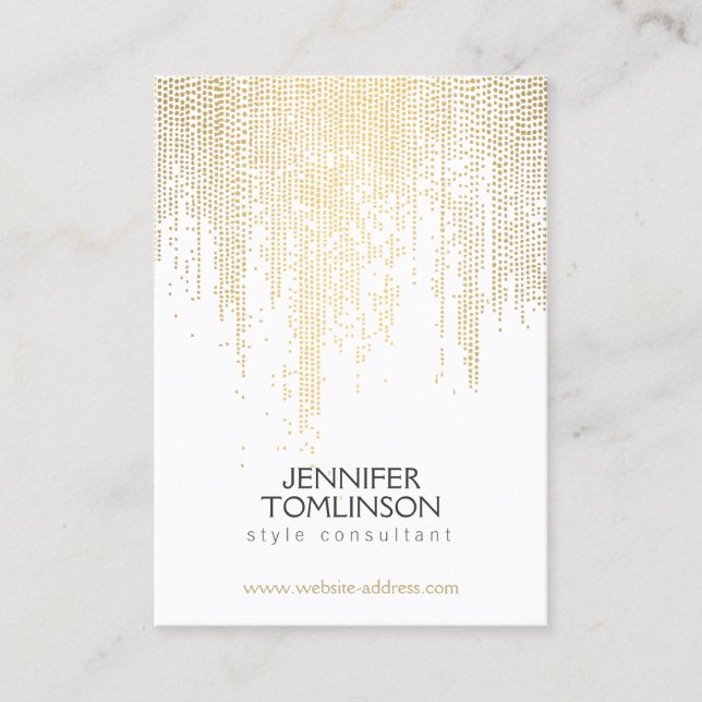 Tarjeta De Visita Elegantes puntos Faux Gold Confetti en blanco gran (Anverso)