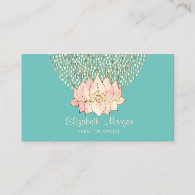 Tarjeta De Visita Elegantes puntos profesionales de oro Lotus Mint G (Anverso)