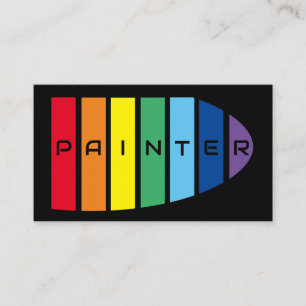 Tarjeta De Visita Elegantes rayas de color arcoiris pintadas