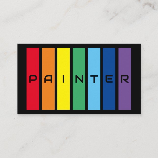 Tarjeta De Visita Elegantes rayas de color arcoiris pintadas (Anverso)