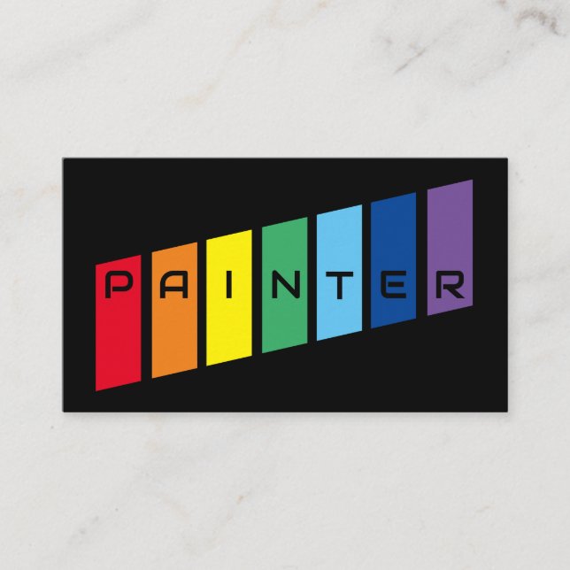 Tarjeta De Visita Elegantes rayas de color arcoiris pintadas (Anverso)