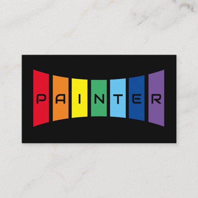 Tarjeta De Visita Elegantes rayas de color arcoiris pintadas (Anverso)