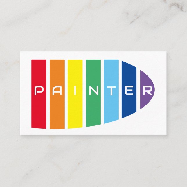 Tarjeta De Visita Elegantes rayas de color arcoiris pintadas (Anverso)