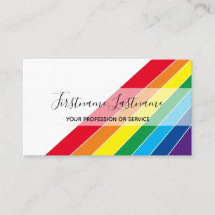 Tarjeta De Visita Elegantes rayas de color blanco y arcoiris
