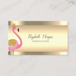 Tarjeta De Visita Elegantes rayas de oro rosadas Flamingo