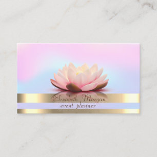 Tarjeta De Visita Elegantes Rayas Doradas Loto Holográfico