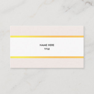 Tarjeta De Visita Elegantes rayas doradas y beige sobre blanco