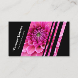 Tarjeta De Visita Elegantes rayas negras flores rosadas floristas