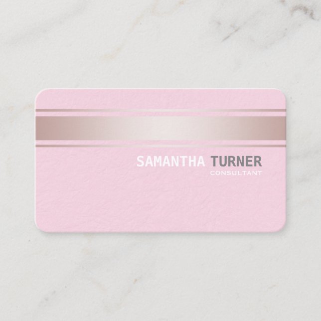 Tarjeta De Visita Elegantes rayas rosadas Personalizado texturado ro (Anverso)