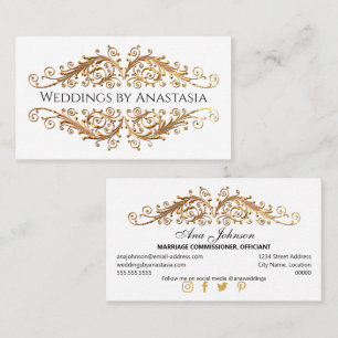 Tarjeta De Visita Elegantes Remolinos de Oro