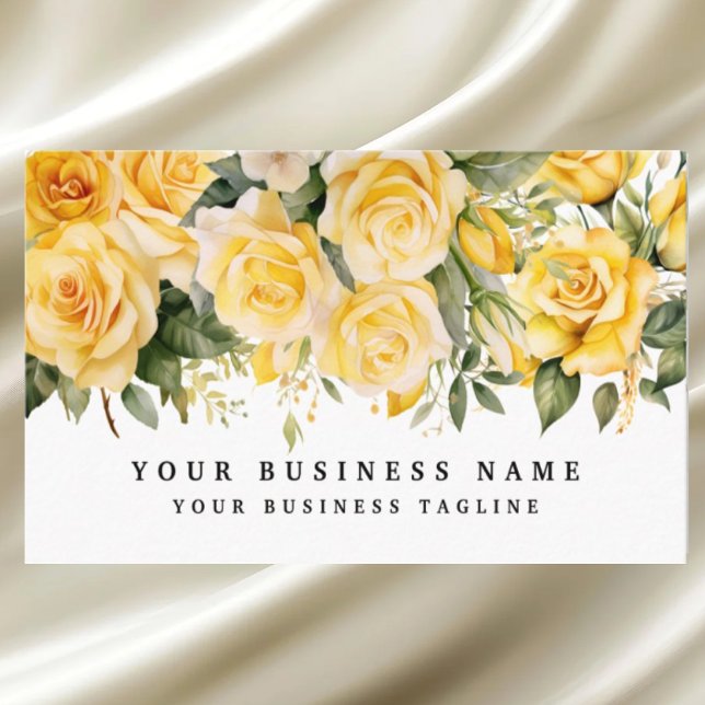 Tarjeta De Visita Elegantes rosas amarillas florales florales (Subido por el creador)