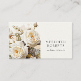 Tarjeta De Visita Elegantes Rosas de época Blanco antiguo