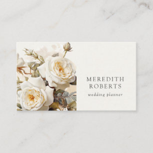 Tarjeta De Visita Elegantes Rosas de época Blanco antiguo