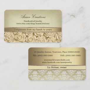 Tarjeta De Visita Elegantes Rosas de época Patrón Joyería artesanal