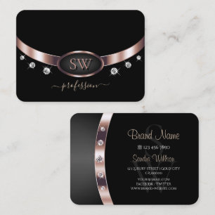 Tarjeta De Visita Elegantes Rosas Diamantes de imitación de Oro y In