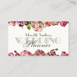 Tarjeta De Visita Elegantes Rosas Floral Profesional Wedding Planner