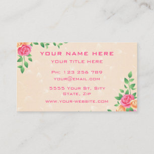 Tarjeta De Visita Elegantes Rosas Jardín Marco Profesional Moderno