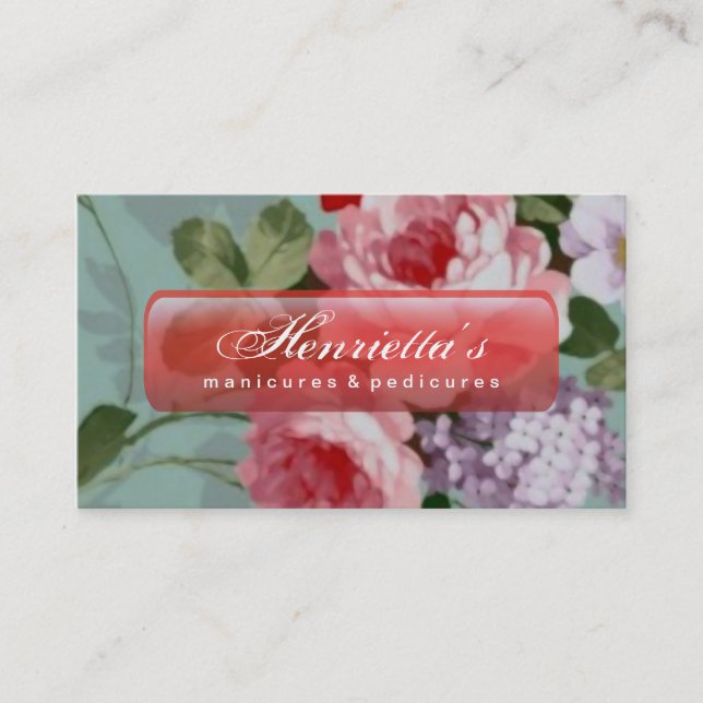 Tarjeta De Visita Elegantes rosas rojas rosadas de época (Anverso)