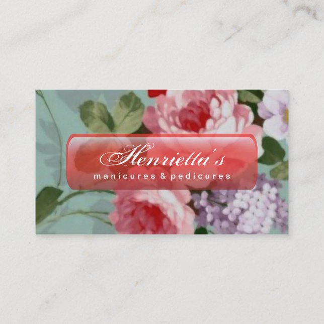 Tarjeta De Visita Elegantes rosas rojas rosadas de época (Anverso)