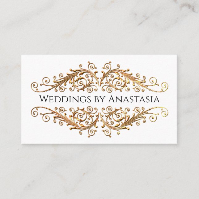 Tarjeta De Visita Elegantes Swirls Gold (Anverso)